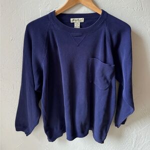 Vintage Eddie Bauer Navy Blue Cotton Sweater
